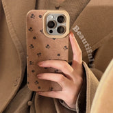 Retro Floral Suede Leather Phone Case